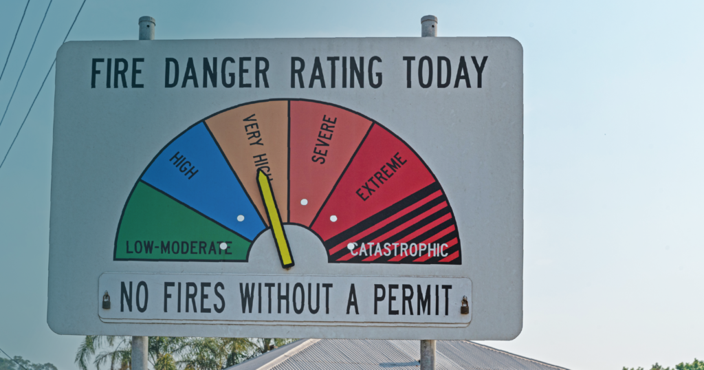 Fire danger rating sign.
