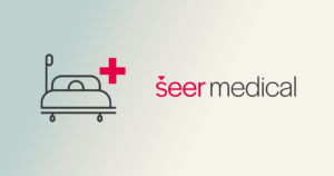 Seer Medical logo with cartoon of person in hospital bed.