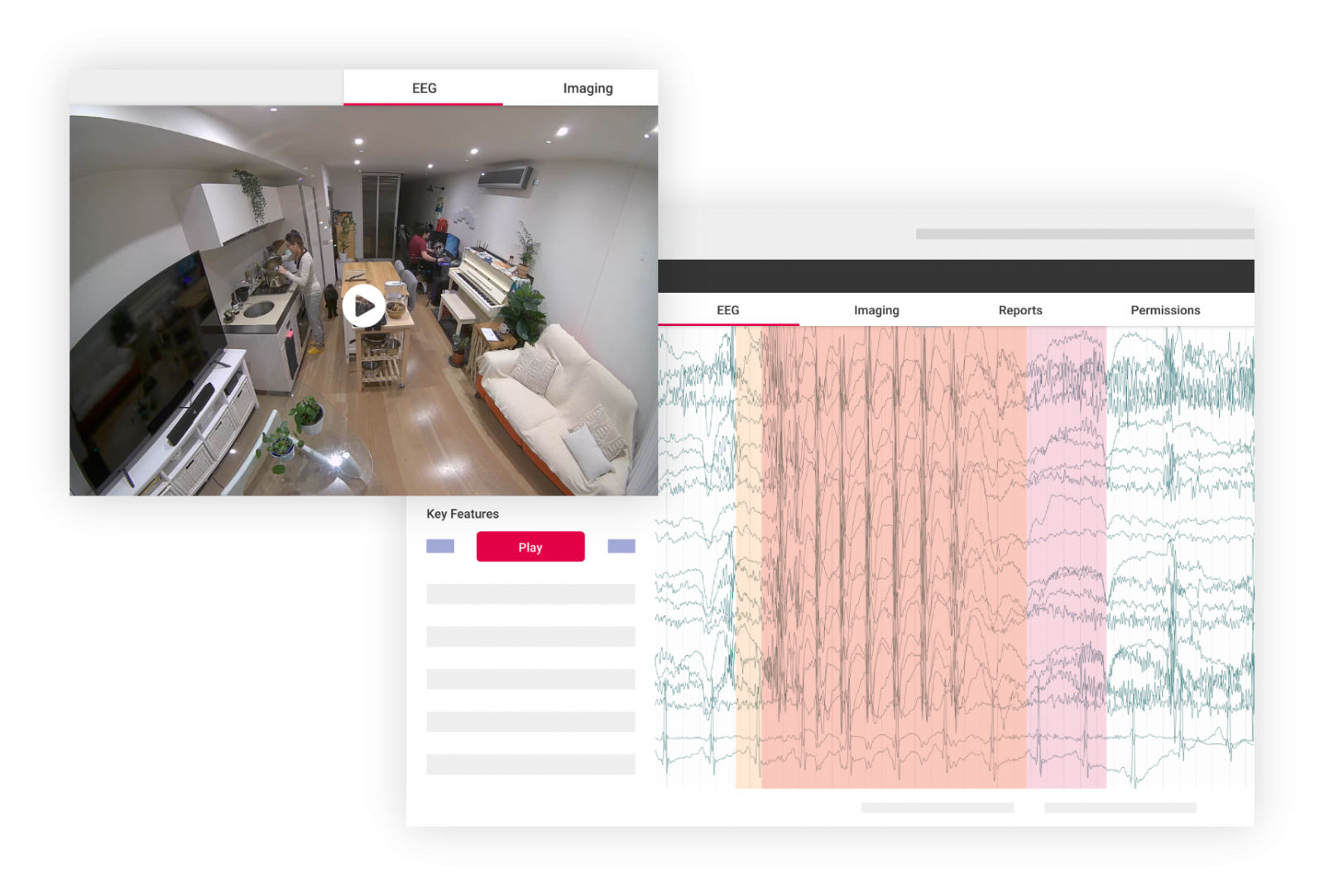 Screengrab of EEG data and video footage